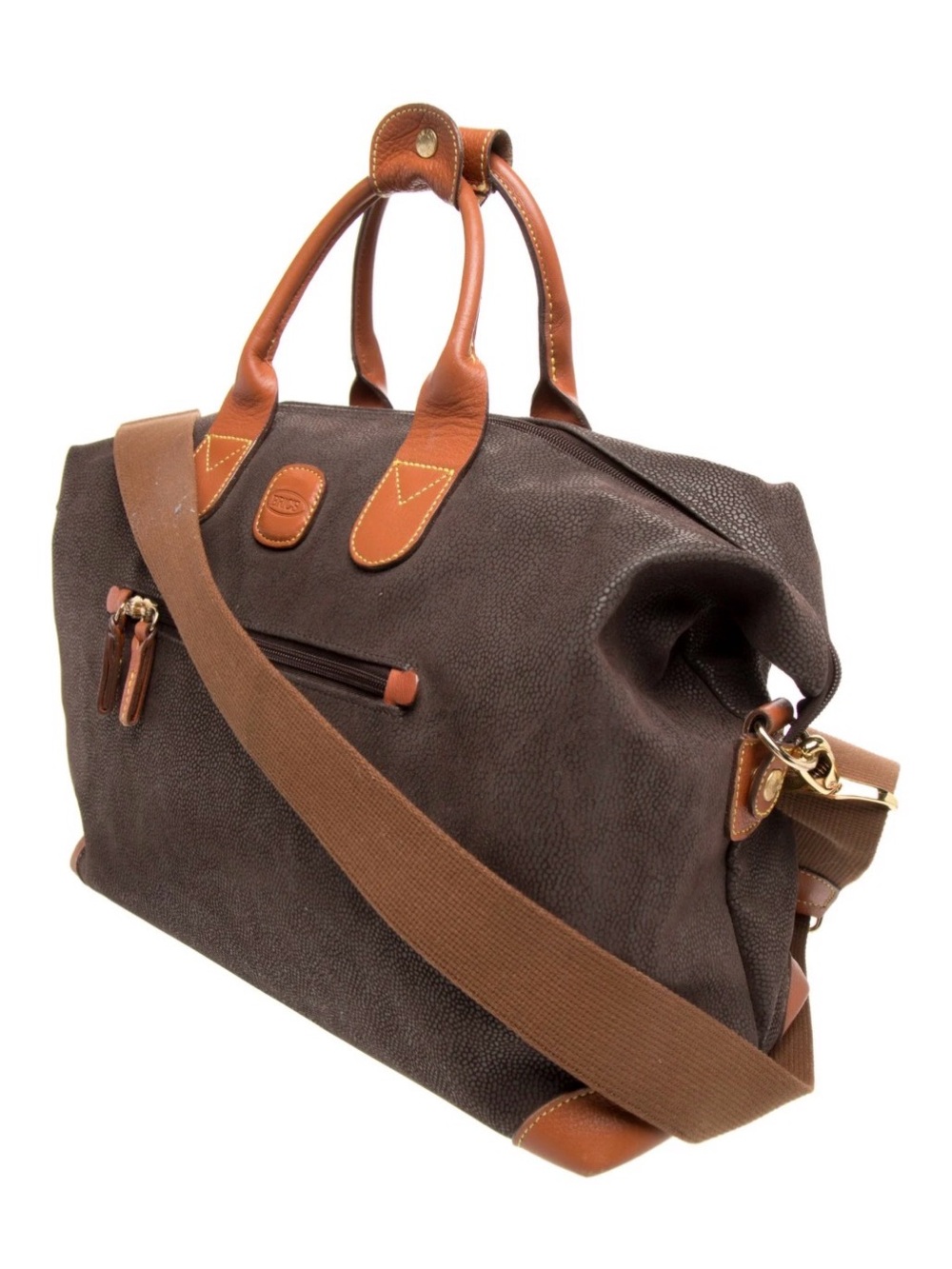 Brick’s Brown Leather-Trim Weekender Duffel Bag - Carryall Travel Bag
